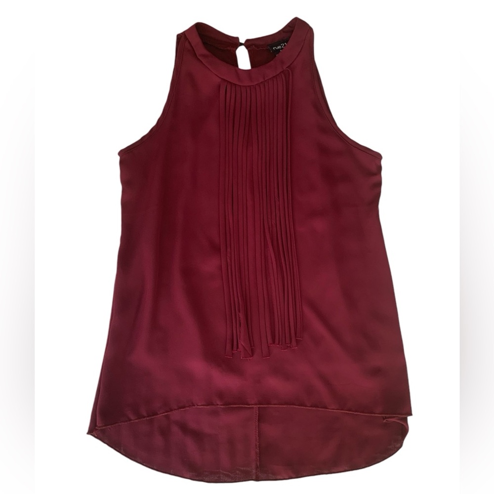Rue 21 Tank Top Women’s Size Small Dark Red Blouse Keyhole Tassels Sleeveless